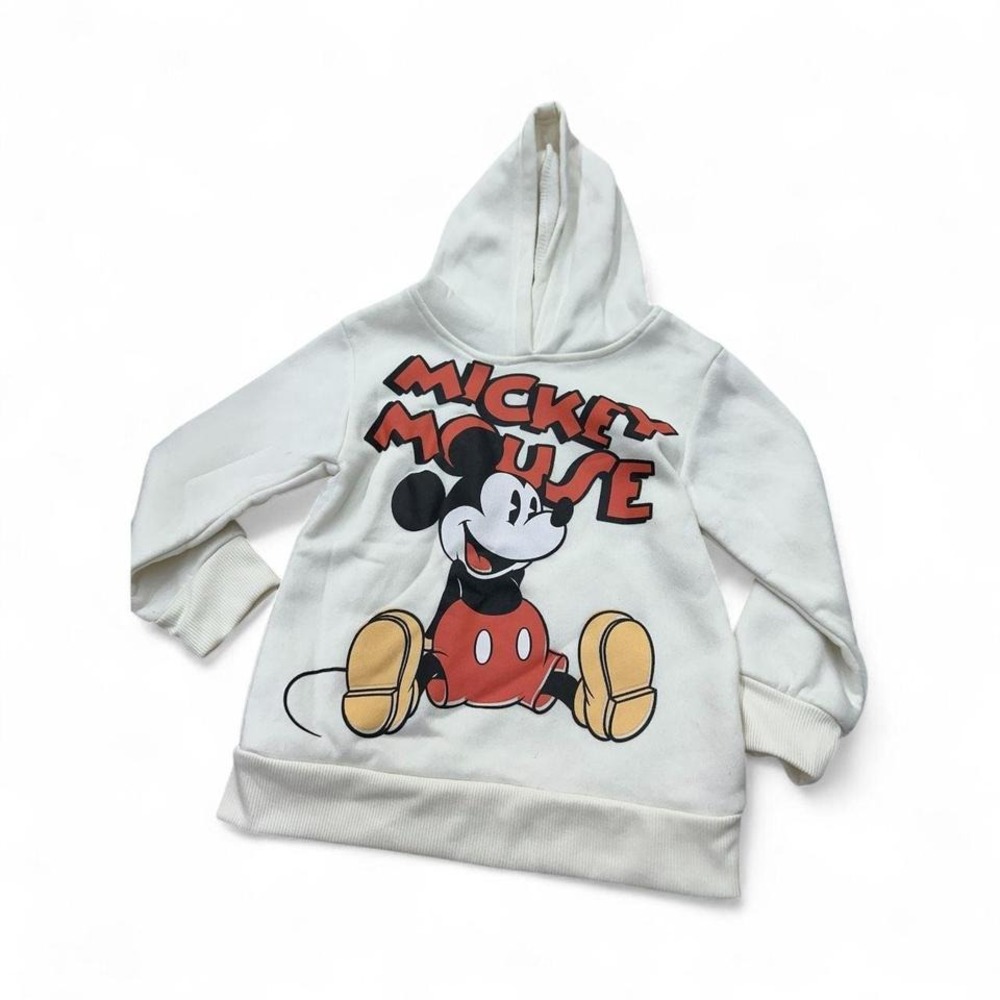 Disney Junior Mickey Mouse White Hoodie‎ Sweatshirt Graphic Pullover